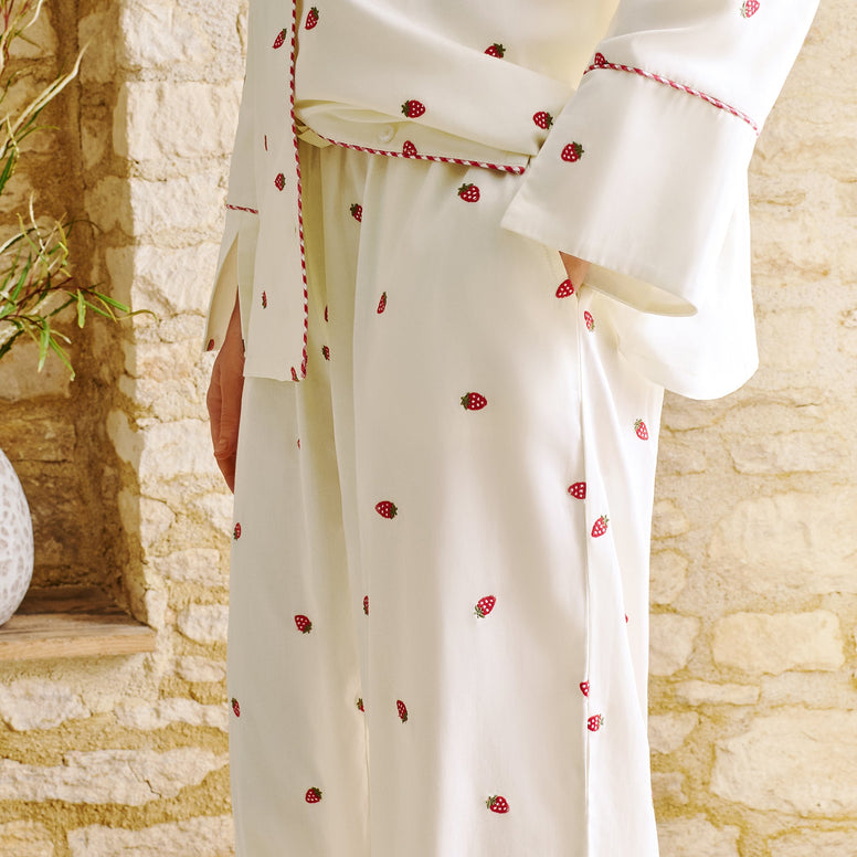 Strawberry Embroidery PJ's